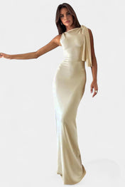 Hope Μάξι Δραπέ Φόρεμα με Έναν Ώμο