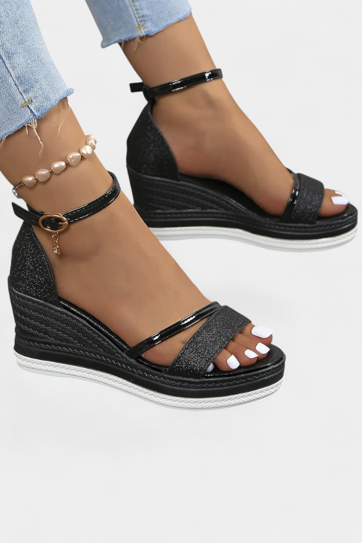 Corinne Orthopedic Wedge Platform Σανδάλια με γυαλιστερό φινίρισμα
