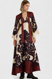 Maritza Φόρεμα με Στάμπα Γρεναδίνης και Ψηλό Λαιμό