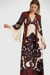 Maritza Φόρεμα με Στάμπα Γρεναδίνης και Ψηλό Λαιμό