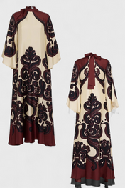 Maritza Φόρεμα με Στάμπα Γρεναδίνης και Ψηλό Λαιμό