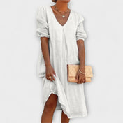 Fanny — Κομψό Καλοκαιρινό Φόρεμα με Λεπτομέρειες Πλεξίματος