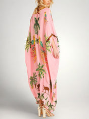 Σαχάρα | Drop Shoulder Μανίκι Coconut Tree Printed Φόρεμα