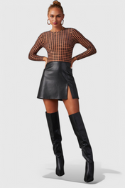 Bella Μαύρες Μπότες Πάνω από το Γόνατο με Φαρδύ Τακούν