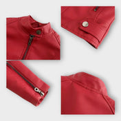 Μοντέρνο Κοντό Δερμάτινο Μπουφάν με Φερμουάρ