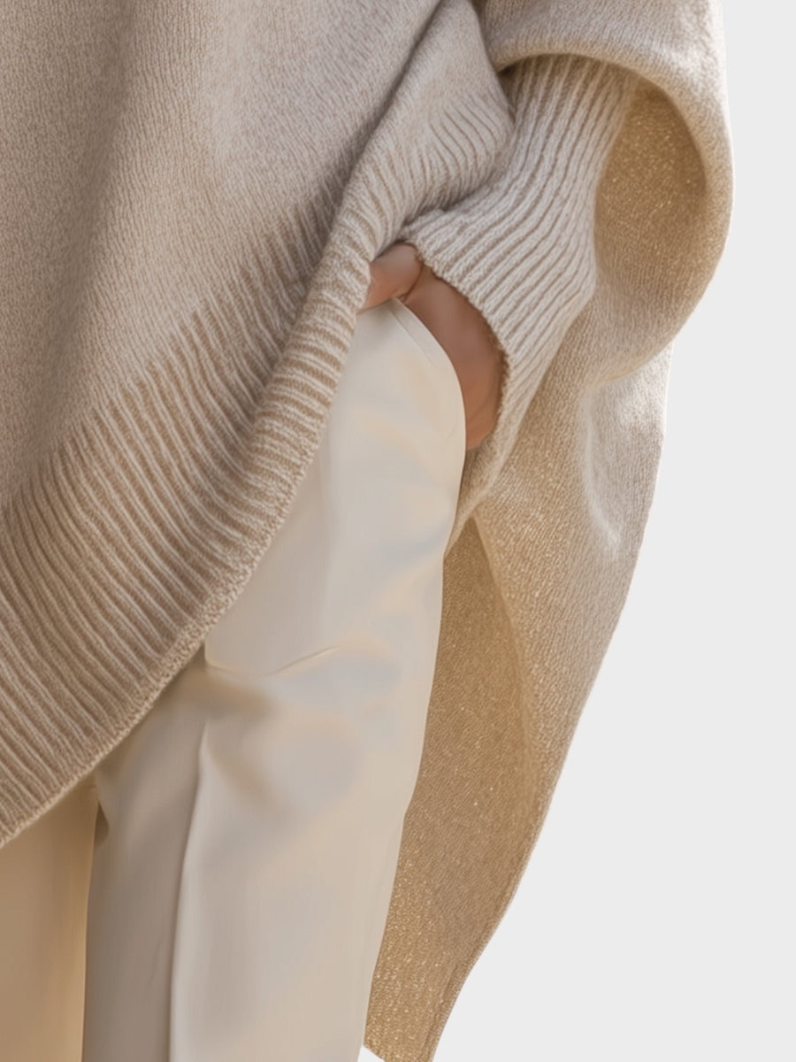 Πλεκτό Πόντσο Πουλόβερ σε Φαρδιά Γραμμή