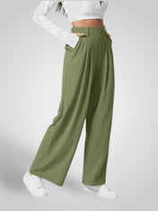 Λούμα | Γυναικεία Φαρδύ Μπατζάκι Παντελόνι - Ψηλόμεσο Πλισέ Σχέδιο