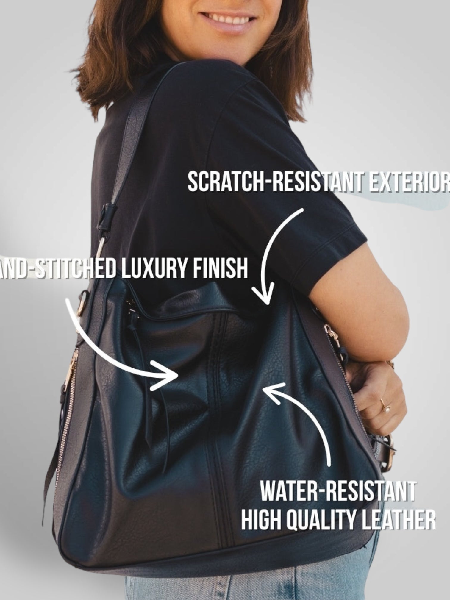 Σουφ | Πολυτελή Δέρμα Anti-Theft Hobo Τσάντα