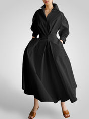 Έλλα | Γυναικεία Μάξι Φόρεμα με Pockets, Buttons, Μακρυμάνικοs