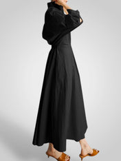 Έλλα | Γυναικεία Μάξι Φόρεμα με Pockets, Buttons, Μακρυμάνικοs