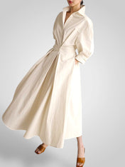 Έλλα | Γυναικεία Μάξι Φόρεμα με Pockets, Buttons, Μακρυμάνικοs