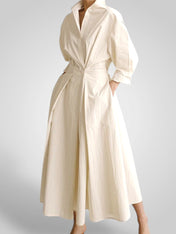 Έλλα | Γυναικεία Μάξι Φόρεμα με Pockets, Buttons, Μακρυμάνικοs