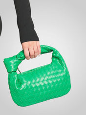 Άουρα | Μίνι Τσάντα με Πλεκτό Κόμπο Χερούλι από Οικολογικό Δέρμα σε Απόχρωση Κρασιού