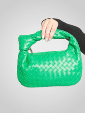 Άουρα | Μίνι Τσάντα με Πλεκτό Κόμπο Χερούλι από Οικολογικό Δέρμα σε Απόχρωση Κρασιού