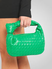 Άουρα | Μίνι Τσάντα με Πλεκτό Κόμπο Χερούλι από Οικολογικό Δέρμα σε Απόχρωση Κρασιού