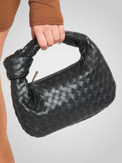 Άουρα | Μίνι Τσάντα με Πλεκτό Κόμπο Χερούλι από Οικολογικό Δέρμα σε Απόχρωση Κρασιού