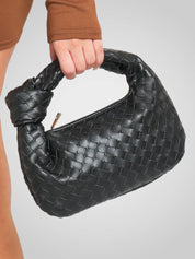 Άουρα | Μίνι Τσάντα με Πλεκτό Κόμπο Χερούλι από Οικολογικό Δέρμα σε Απόχρωση Κρασιού