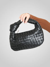 Άουρα | Μίνι Τσάντα με Πλεκτό Κόμπο Χερούλι από Οικολογικό Δέρμα σε Απόχρωση Κρασιού