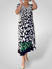 Ρόδα | Καθημερινό Printed Κοντό Μανίκι Φόρεμα