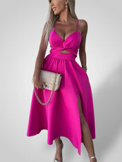 Εύη | Γυναικείο Φόρεμα με Λεπτές Τιράντες και Ψηλό Σκίσιμο