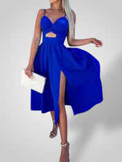 Εύη | Γυναικείο Φόρεμα με Λεπτές Τιράντες και Ψηλό Σκίσιμο