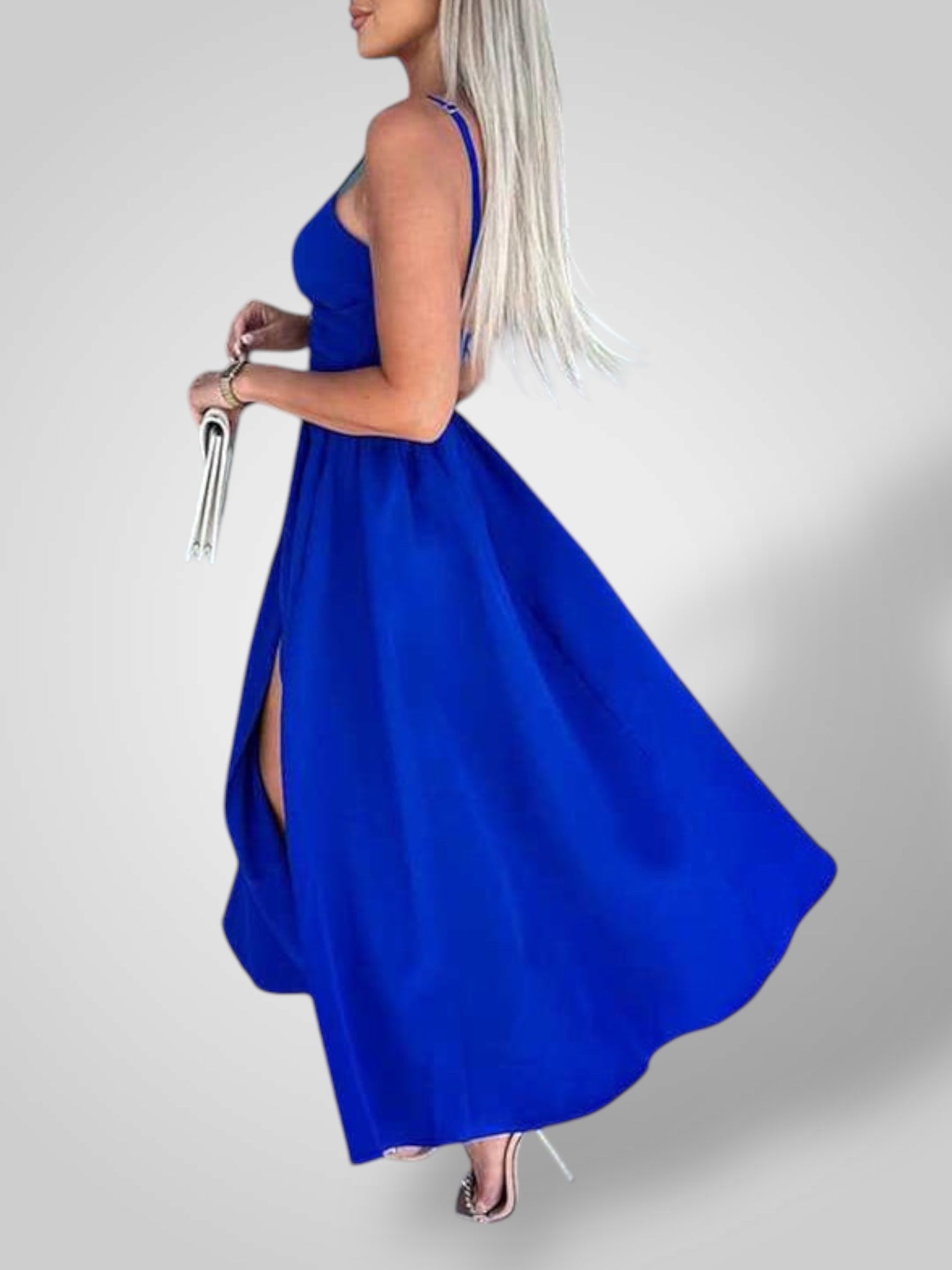 Εύη | Γυναικείο Φόρεμα με Λεπτές Τιράντες και Ψηλό Σκίσιμο