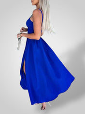 Εύη | Γυναικείο Φόρεμα με Λεπτές Τιράντες και Ψηλό Σκίσιμο