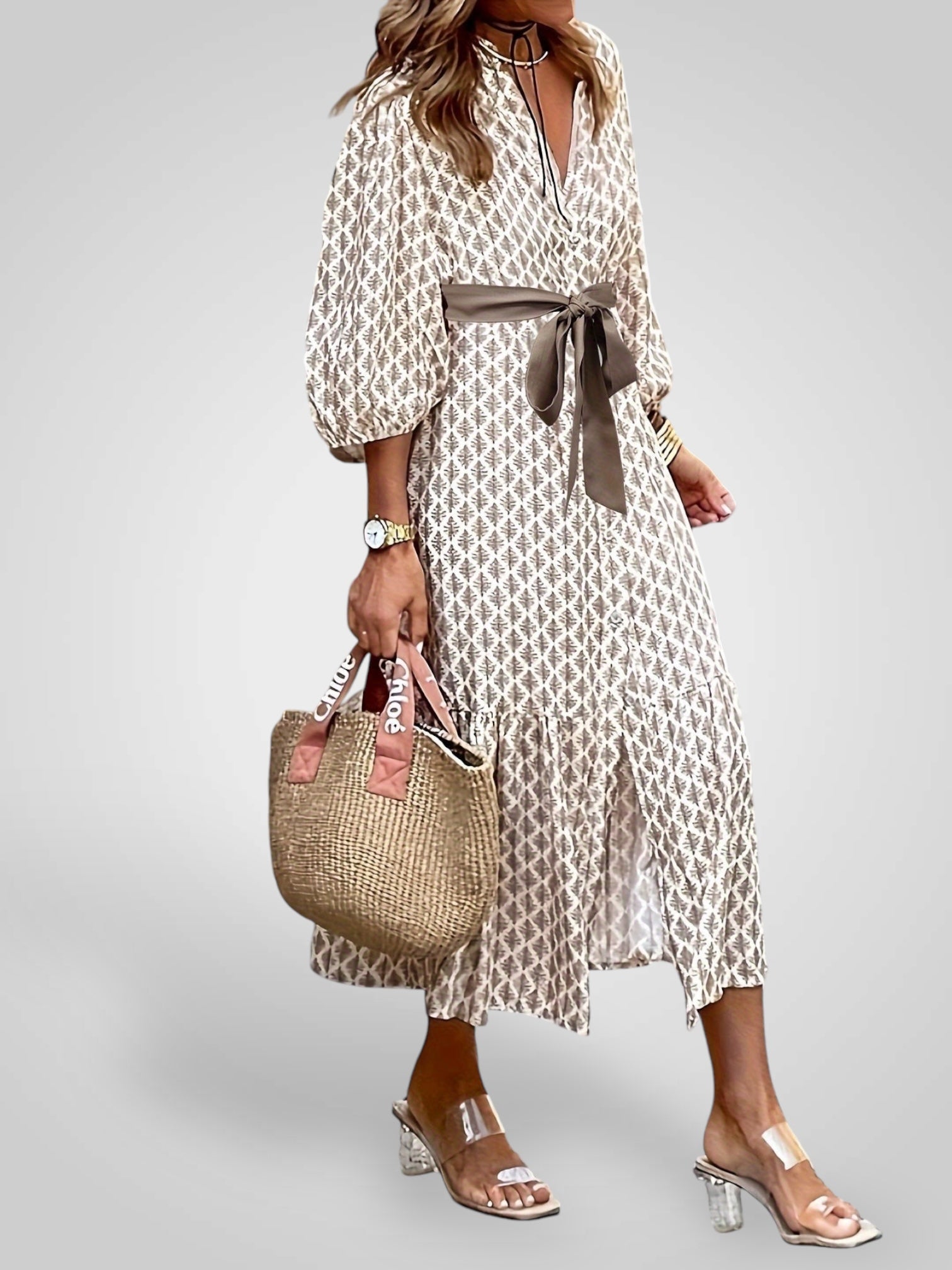 Νταϊάνα | Κομψό Φόρεμα με Κουμπιά και Ζώνη