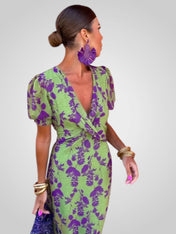 Ντούλσε | Λαιμόκοψη V σχήματος Floral Μίντι Φόρεμα