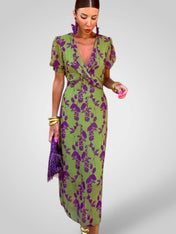 Ντούλσε | Λαιμόκοψη V σχήματος Floral Μίντι Φόρεμα