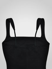 Λοραβέλ | Μαύρο Σατέν Σχίσιμο Μάξι Φόρεμα