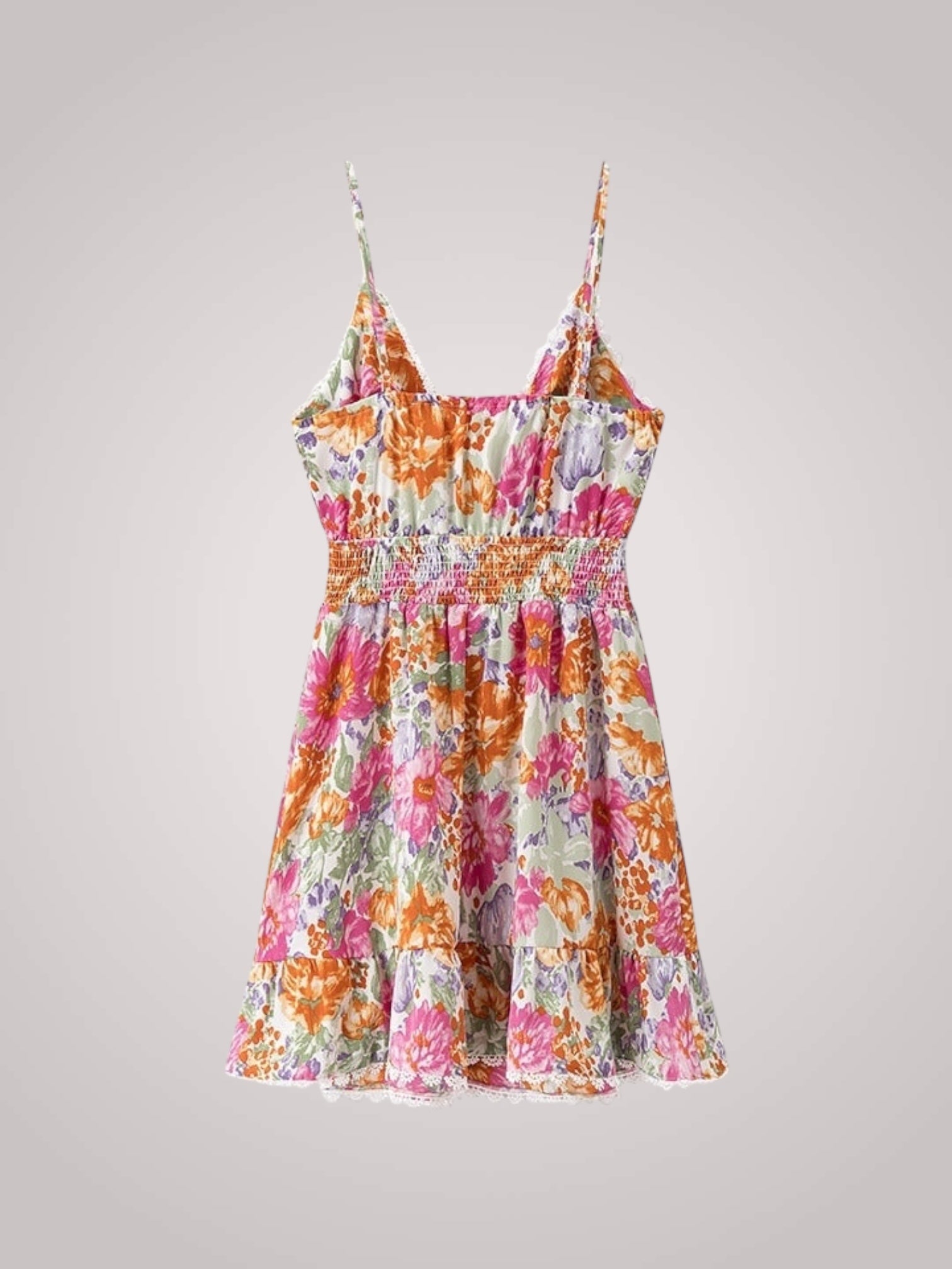 Ρόζι | Κοντό Floral Φόρεμα