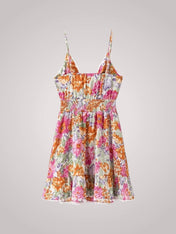 Ρόζι | Κοντό Floral Φόρεμα