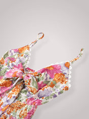 Ρόζι | Κοντό Floral Φόρεμα