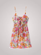 Ρόζι | Κοντό Floral Φόρεμα