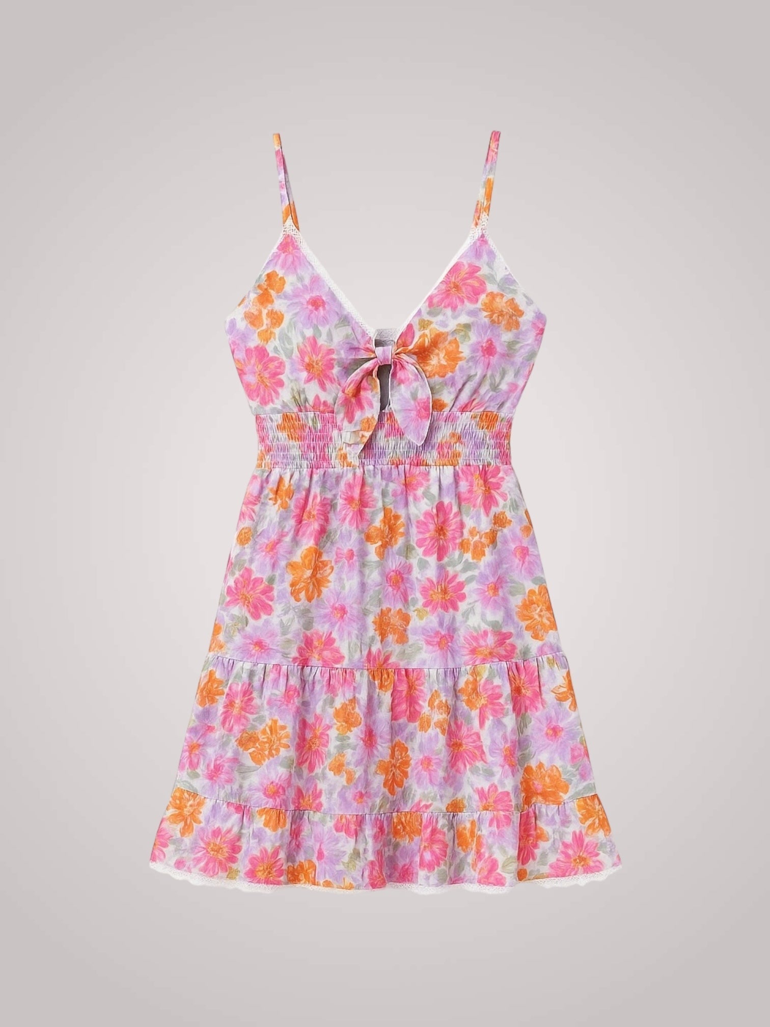 Ρόζι | Κοντό Floral Φόρεμα