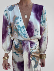 Μπέλα | Γυναικείο Φόρεμα τύπου Wrap με Πολύχρωμο Σχέδιο