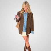 Λάιλα | Κλασικό καφέ μπουφάν σουέντ