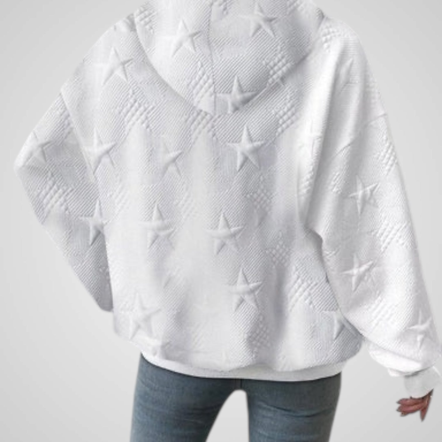 Ολίβια | Γυναικεία Λευκό Μακρυμάνικο Πουλόβερ με Κουκούλα