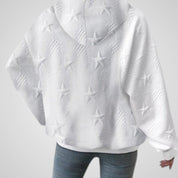 Ολίβια | Γυναικεία Λευκό Μακρυμάνικο Πουλόβερ με Κουκούλα