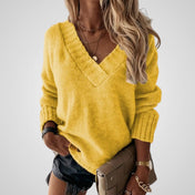 Φέννα | Φαρδύ Λαιμόκοψη V σχήματος Πλεκτό Πουλόβερ