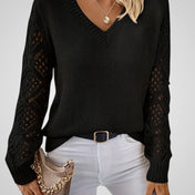 Νέμι | Γυναικεία Knit Πουλόβερ - Μακρυμάνικο - Ανοιχτό-Knit Λεπτομέρειες - Άνετη Εφαρμογή