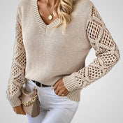 Νέμι | Γυναικεία Knit Πουλόβερ - Μακρυμάνικο - Ανοιχτό-Knit Λεπτομέρειες - Άνετη Εφαρμογή