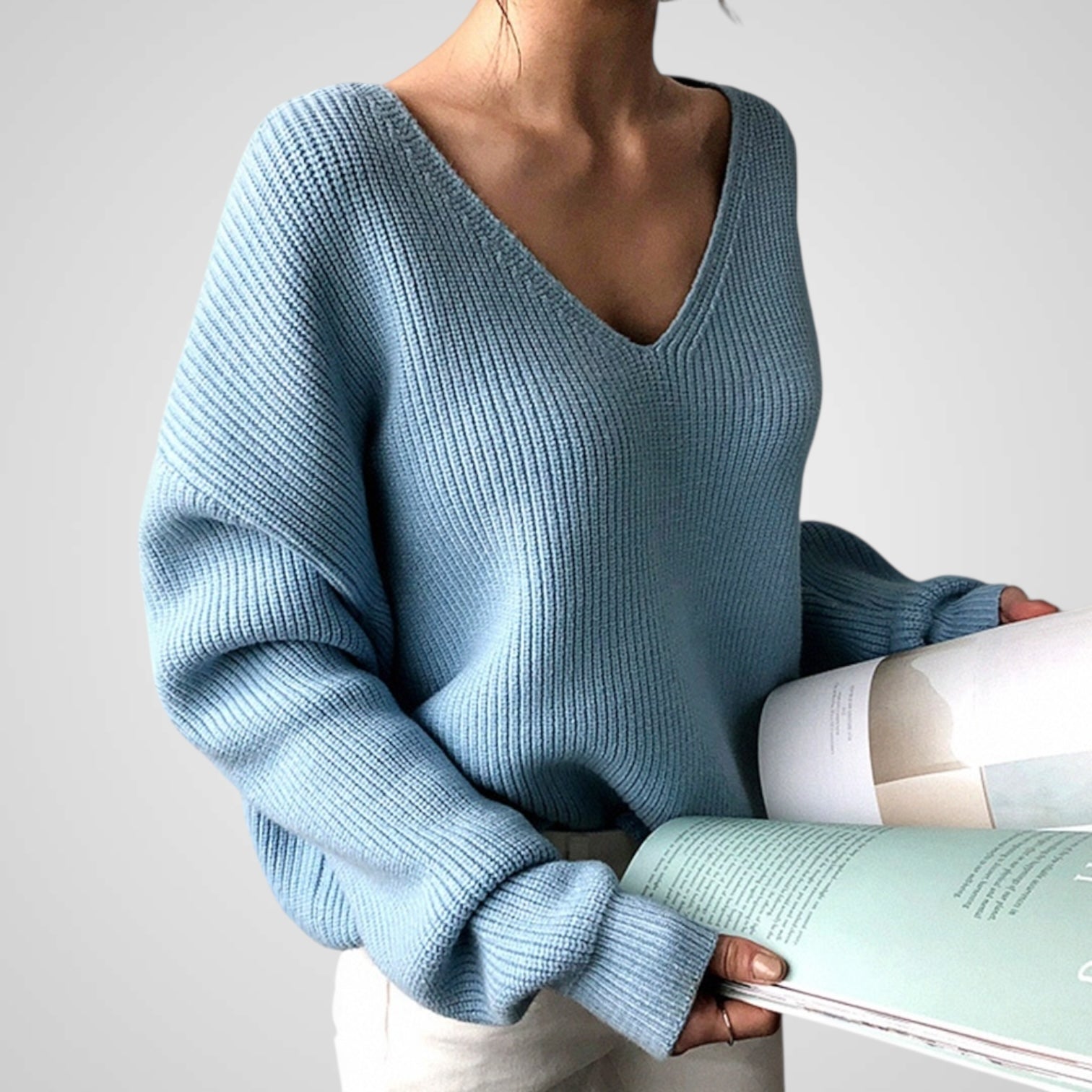 Μαρί | Γυναικεία Άνετο Πουλόβερ με V-λαιμόκοψηline