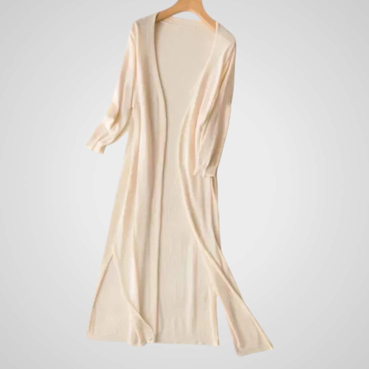 Γουέντι | Γυναικεία Μακρύ Ζακέτα - Ανάλαφρο Knit - 3/4 Μανίκι – Επικάλυψη Απαραίτητο