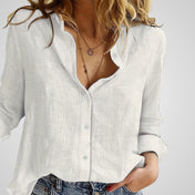 Ελβίρ | Γυναικεία Button-Up μπλούζα - Ελαφρύ Λινό Ανάμειξη