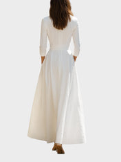 Λευκό Μακρύ Φόρεμα Maxi με Δομημένη Γραμμή