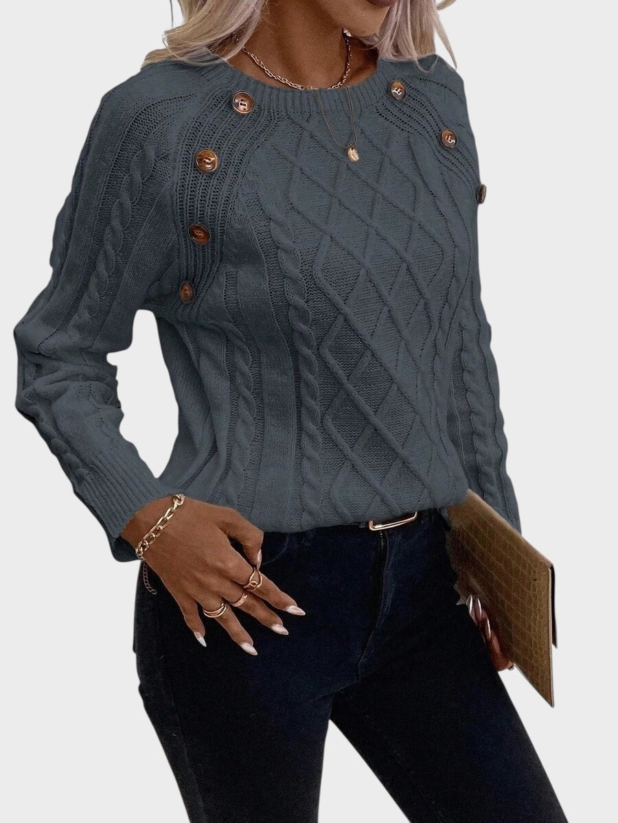 Clara – Πουλόβερ με Κουμπιά και Πλεκτή Υφή