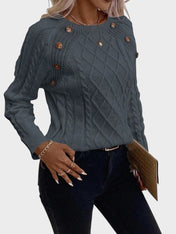 Clara – Πουλόβερ με Κουμπιά και Πλεκτή Υφή