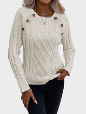 Clara – Πουλόβερ με Κουμπιά και Πλεκτή Υφή